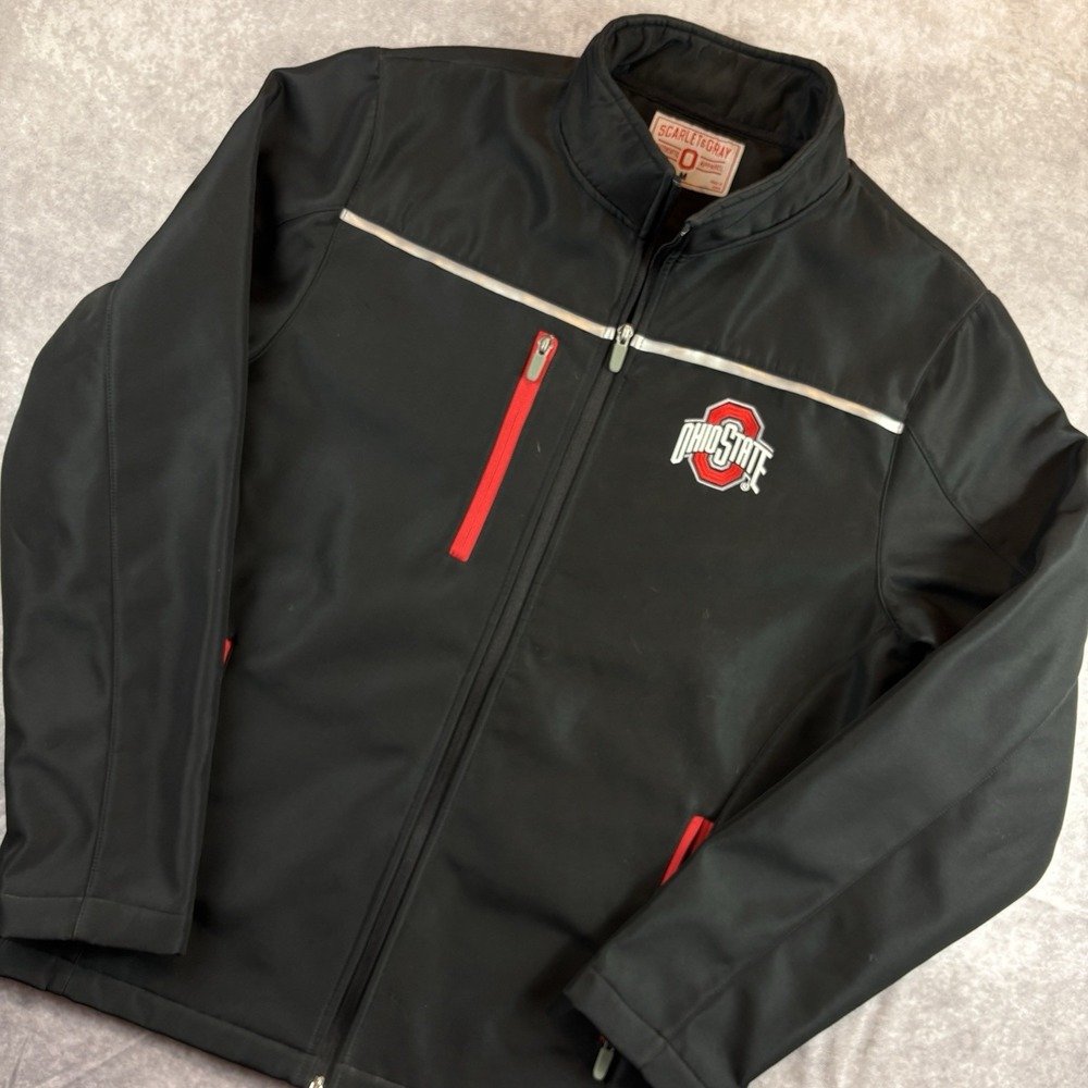 Ohio State Buckeyes Jacket Mens Medium Black Long Sleeve Mock Neck Full Zip NCAA